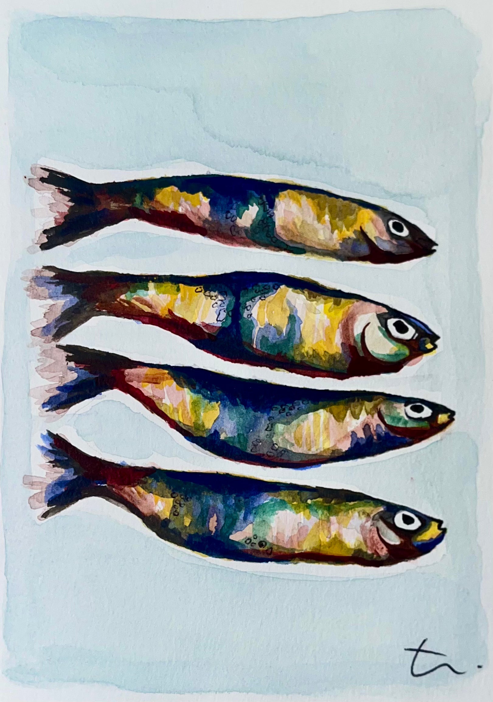 Original - Postcard 2 - 'Four sardines'